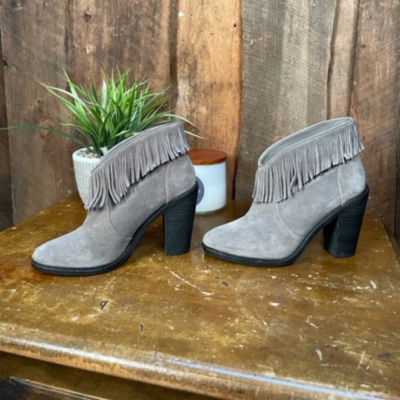 Joie Grey Suede Fringe Booties - Size 36 1/2 - US 6 - Picture 4 of 13